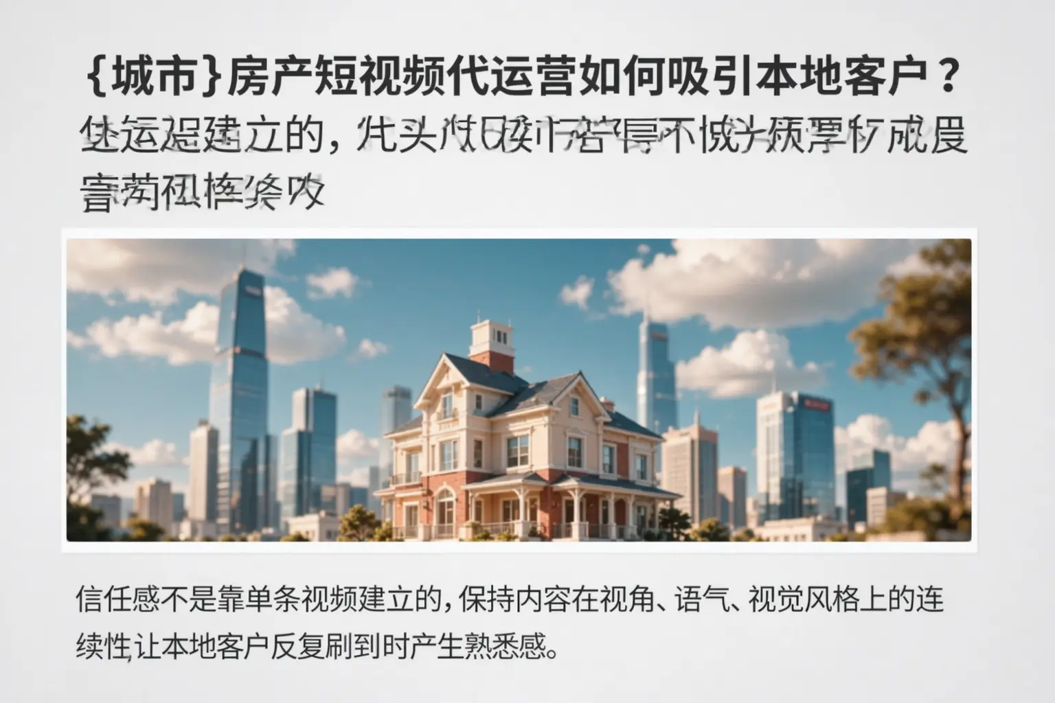 丰满房产短视频代运营如何吸引本地客户?